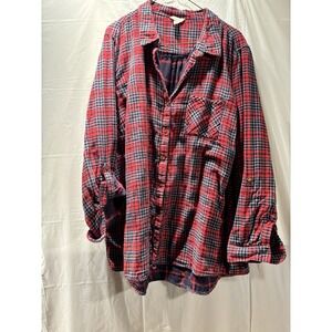 Women's Long Sleeve Plaid Button Up Hiking Fishing Shirt (roll up sleeves) 26/28